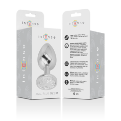 Intense - plug anal metal con cristal plata talla m - - 5