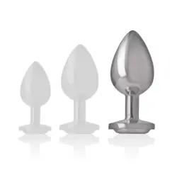 Intense - plug anal metal aluminio con cristal plata talla l Intense - plug anal metal aluminio con cristal plata talla l