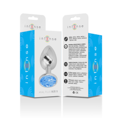 Intense - plug anal metal con cristal azul talla s -  - 6