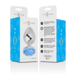 Intense - plug anal metal aluminio con cristal azul talla m Intense - plug anal metal aluminio con cristal azul talla m