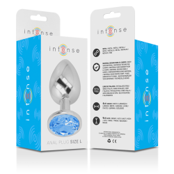 Intense - plug anal metal con cristal azul talla l -  - 6