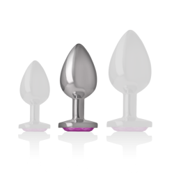 Intense - plug anal metal con cristal rosa talla m - - 5