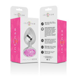 Intense - plug anal metal con cristal rosa talla m - - 6