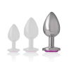 Plug Intense con joya rosa talla L, comparado con las otras dos tallas
