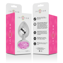 Intense - plug anal metal con cristal rosa talla l - - 6