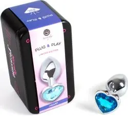 Secretplay - metal butt plug corazón azul talla s 7 cm