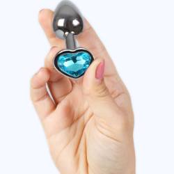 Secret play - metal butt plug corazón azul talla s 7 cm - - 3