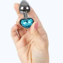 Secretplay - metal butt plug corazón azul talla s 7 cm