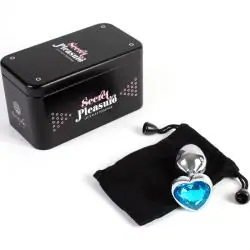 Secretplay - metal butt plug corazón azul talla s 7 cm