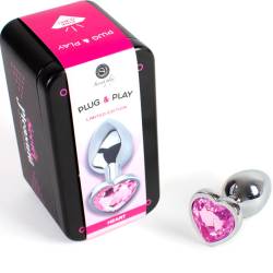 Secret play - metal butt plug corazón fucsia talla s 7 cm - - 2