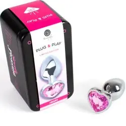 Secretplay - metal butt plug corazón fucsia talla s 7 cm