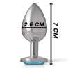 Plug Intense con Corazón Azul, Talla S, plug con las medidas indicadas, 7 cm de alto y 2,6 cm de ancho