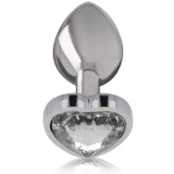Intense - plug anal metal aluminio corazón blanco talla s