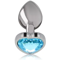Intense - plug anal metal aluminio corazón azul talla m