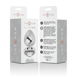 Intense - plug anal metal aluminio corazón blanco talla l