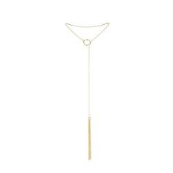 Magnifique collar metálico con flecos dorado - - 3