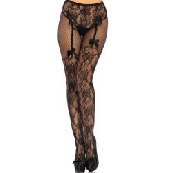 Panty de encaje efecto liguero Leg Avenue Lacey con lacitos, de espaldas