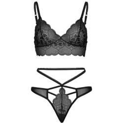 Bralette de encaje y tanga de tiras Leg Avenue, las dos piezas sin modelo