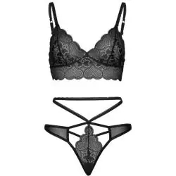 Leg avenue - set 2 piezas con tanga doble tiranta m/l negro