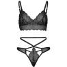 Bralette de encaje y tanga de tiras Leg Avenue, las dos piezas sin modelo
