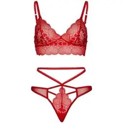 Leg avenue - set 2 piezas con tanga doble tiranta m/l rojo