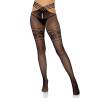 Panty de microrred abierto Leg Avenue Kym, de frente con cintura de tiras cruzadas