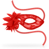 Ohmama masks antifaz con encajes y flor color rojo - 2