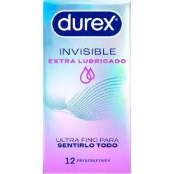 Durex - preservativos invisible extra lubricado 12 unidades
