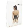 Bodystocking de encaje negro Moonlight modelo 8, caja blanca con la modelo de espaldas