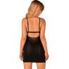 Chemise negra Obsessive Maderris, detalle de la espalda con tirantes