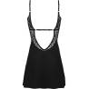 Chemise negra Obsessive Bellastia, parte trasera con encaje en la espalda, sin modelo