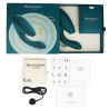 Womanizer DUO 2 azul petróleo con su caja, bolsa de algodón, cable de carga y guías