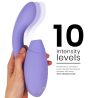 Womanizer DUO 2 lila en la mano, con su brazo vibrador
