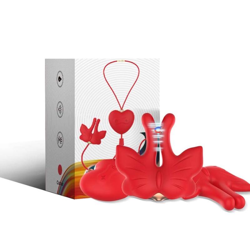 Armony - pinzas para pezones magnética con vibración forma mariposa rojo