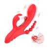 Vibrador triple Armony rojo con ilustración del movimiento