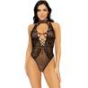 Body Leg Avenue de encaje y rejilla con cuello halter