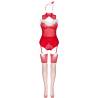 Body rojo, medias y diadema del set Limpid Snowflakes