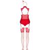 Espalda del body Limpid Snowflakes con medias de rejilla rojas