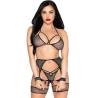 Leg avenue - set top + tanga + liguero + esp - 1