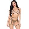 Leg avenue - 89364 set lujoso sujetador + tanga + arnés - talla única - 1