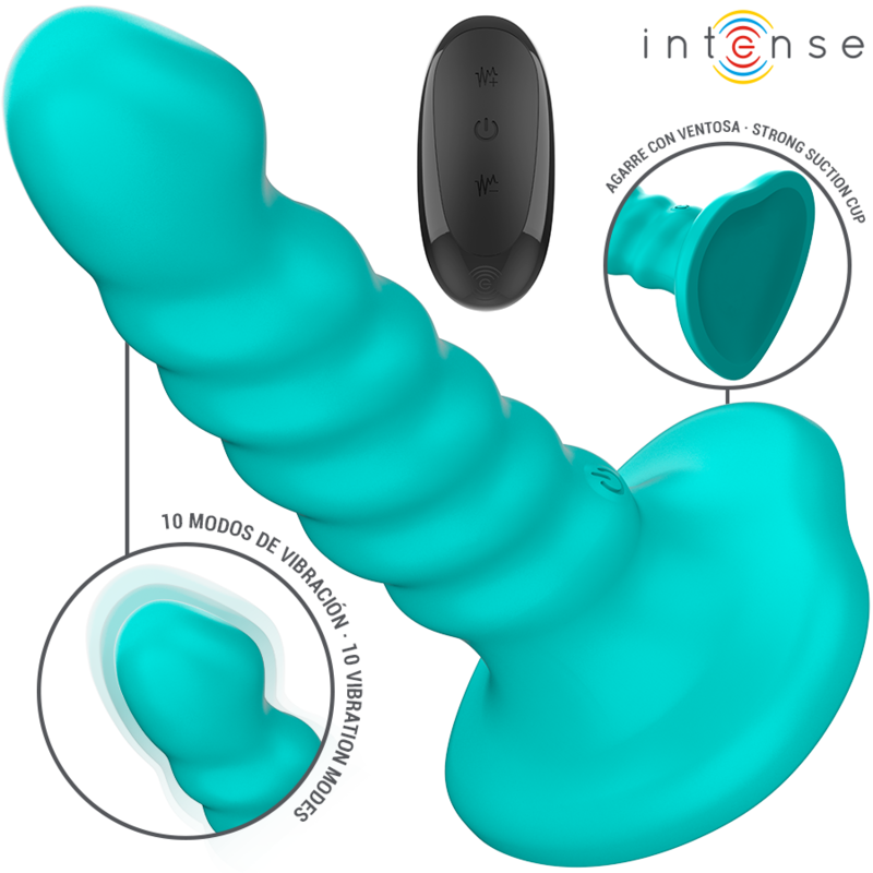 Intense - buffy vibrador talla s diseño en espiral 10 vibraciones control remoto azul - 1
