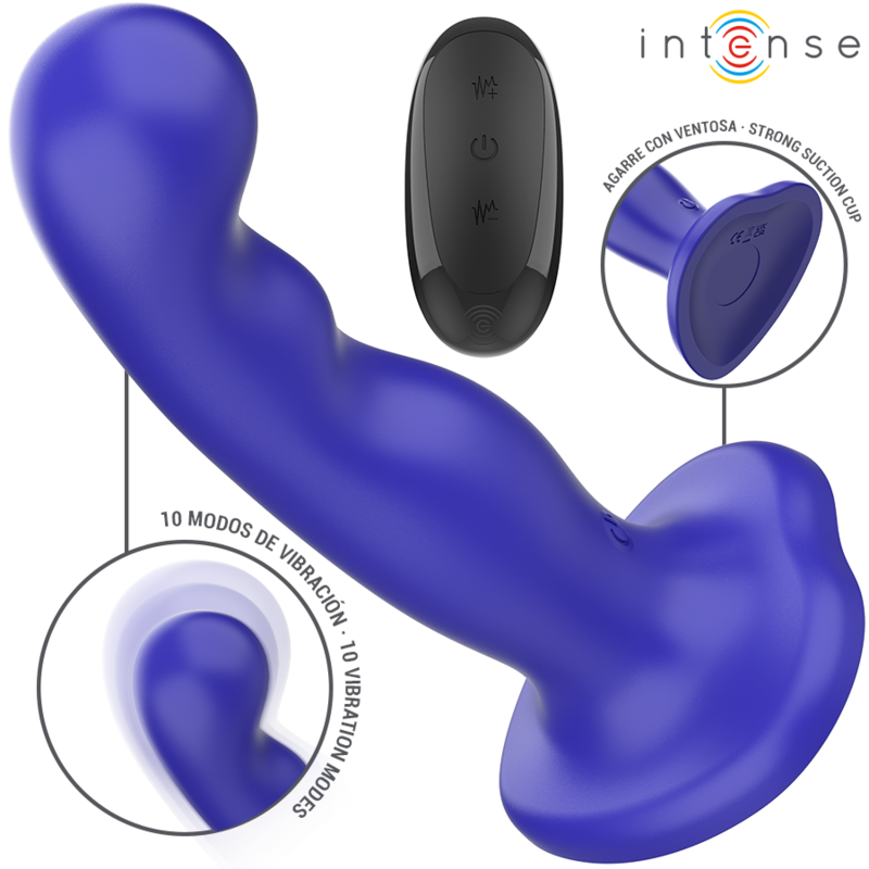 Intense - shorty vibrador con ventosa control remoto azul - 1