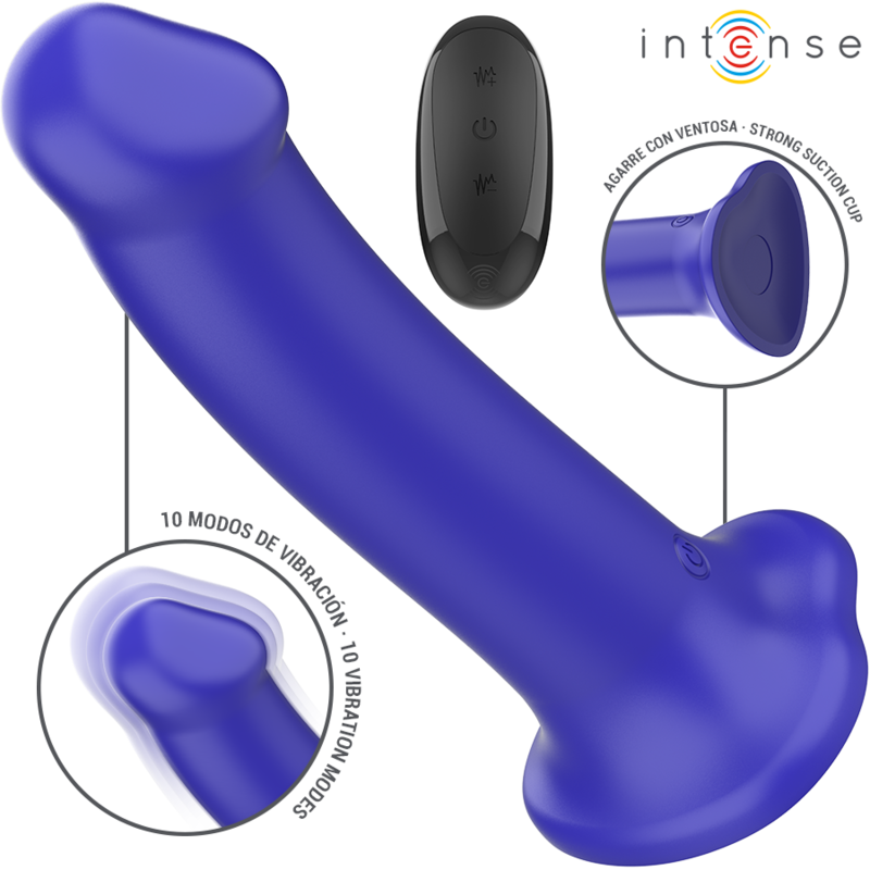 Intense - victoria vibrador con ventosa 10 vibraciones control remoto azul oscuro - 1