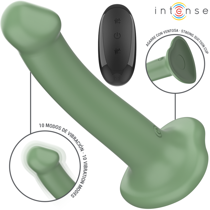 Intense - becca vibrador con ventosa 10 vibraciones control remoto verde - 1 Intense - becca vibrador con ventosa 10 vibraciones control remoto verde - 1