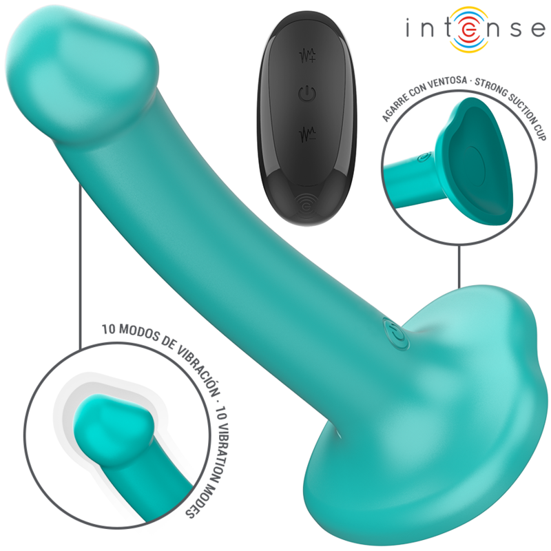 Intense - katie vibrador con ventosa 10 vibraciones control remoto azul oscuro - 1
