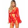 Leg avenue - set body + bata de liguero rojo - 1