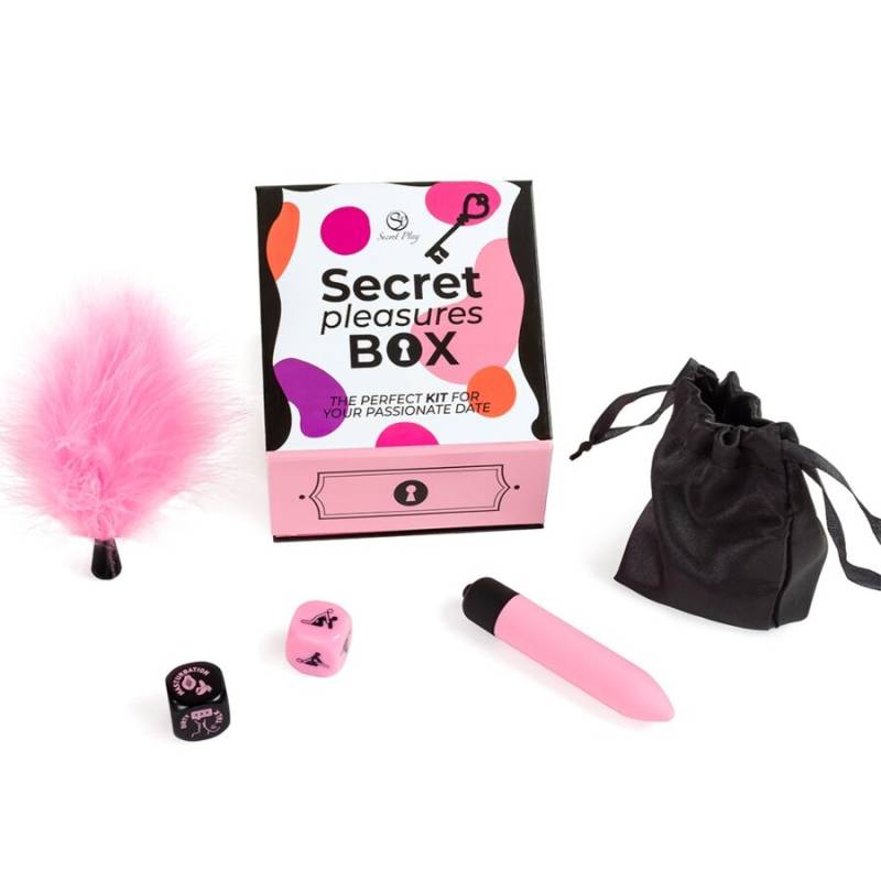 Secret play - caja de placeres para parejas dados + bala vibradora + plumero - 1