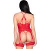 Leg avenue - 89338 set body abierto con liguero + tanga de encaje rojo - talla única - 3