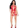 Leg avenue - 89338 set body abierto con liguero + tanga de encaje rojo - talla única - 4