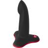 Dildo moldeable Fun Factory Limba Flex S negro, de lado con la base